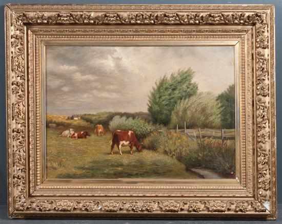 Appraisal: British School late th century Stormy Landscape with Grazing Cattle