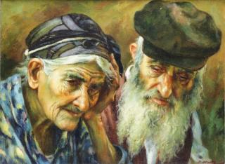 Appraisal: HOLTZ Isaac Oil on Canvas Sephardic Old Couple Signed lower