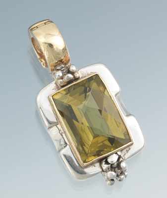 Appraisal: A Michael Dawkins Citrine Pendant Sterling silver pendant with beaded