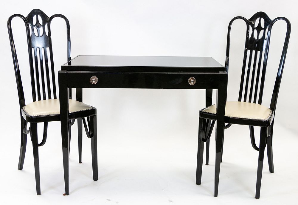 Appraisal: AN AUSTRIAN ART DECO LACQUER WRITING DESK WITH A PAIR