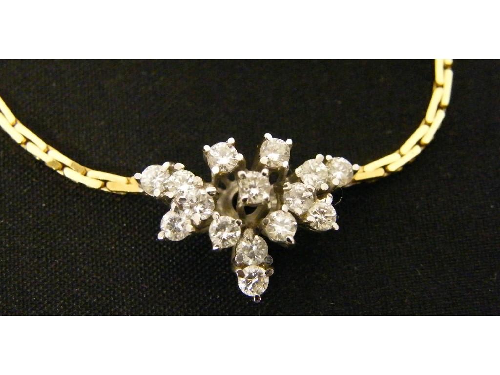 Appraisal: Attractive slender k diamond necklet with an integral white gold