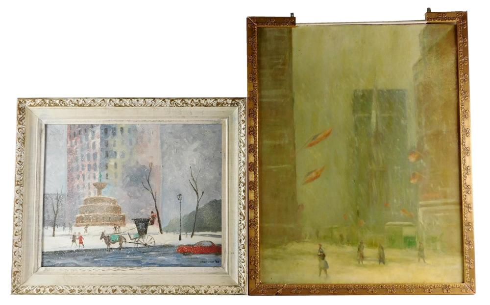 Appraisal: Two th C winter cityscapes the first signed Emerlino an