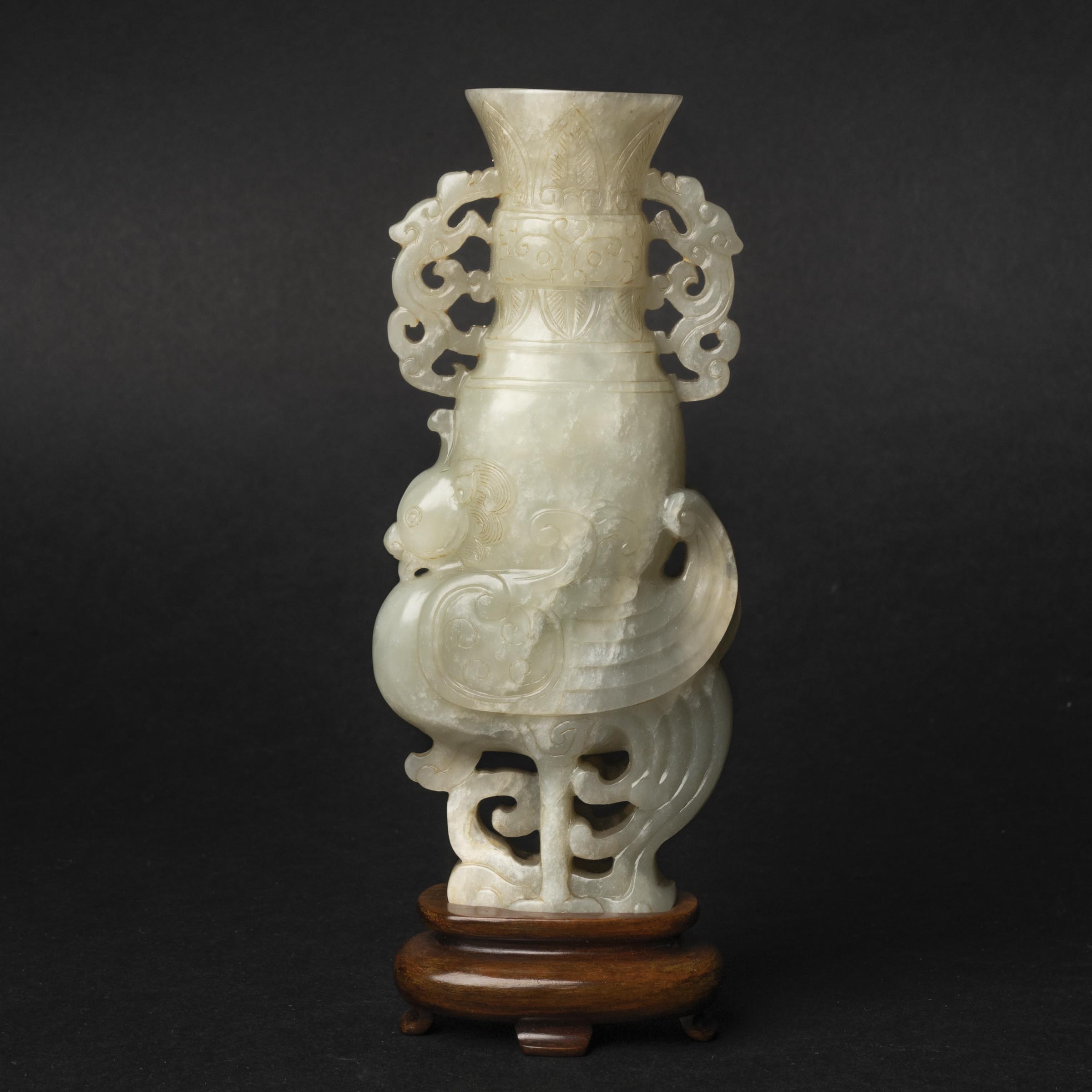 Appraisal: A White Jade 'Phoenix' Vase th Century Carved in the