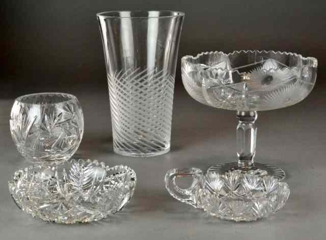 Appraisal: Pcs Crystal Table ItemsTo include compote bowls and tall etched