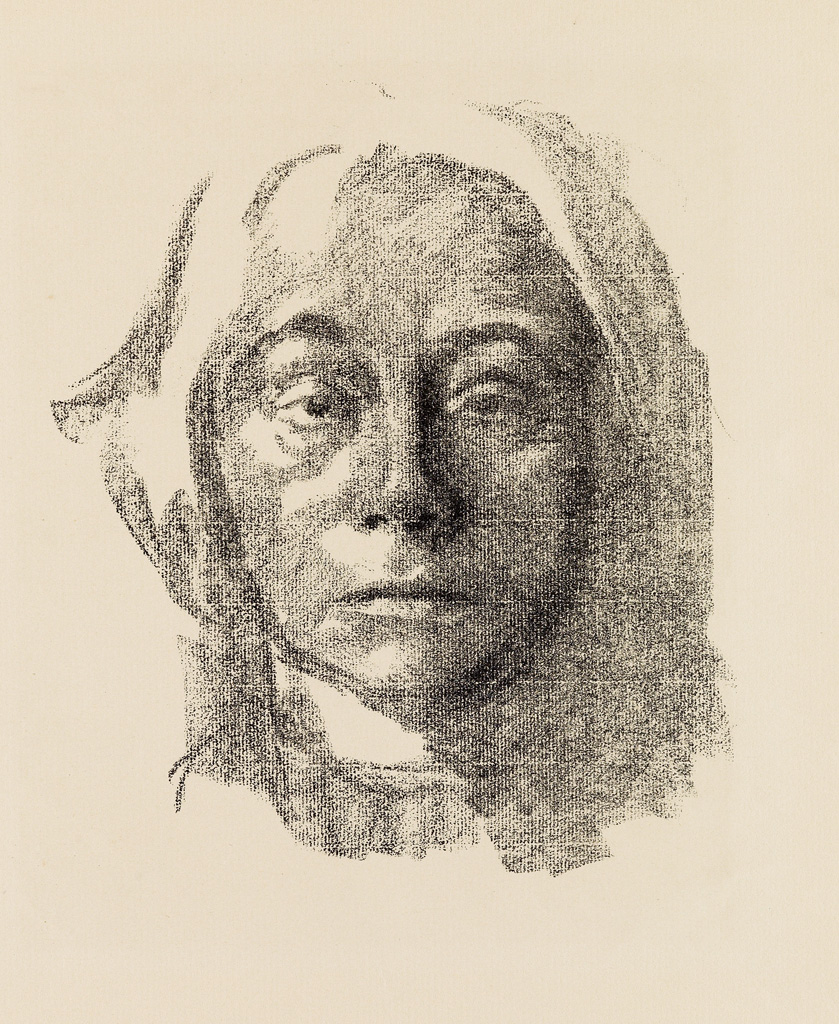 Appraisal: K THE KOLLWITZ Selbstbildnis Lithograph on off-white wove paper x