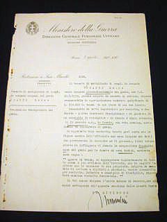 Appraisal: TLS in Italian one page signed Mussolini on Ministero della