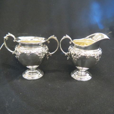 Appraisal: Wallace Grande Baroque Sterling Creamer Sugarpedestal bases - excellent no