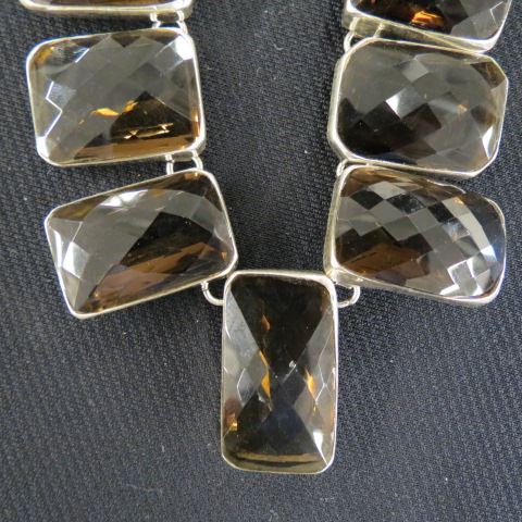 Appraisal: Smokey Quartz Necklace fancy cut rectangular gems totaling over carats