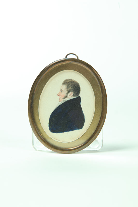 Appraisal: MINIATURE ON PAPER OF A MAN American or European nd