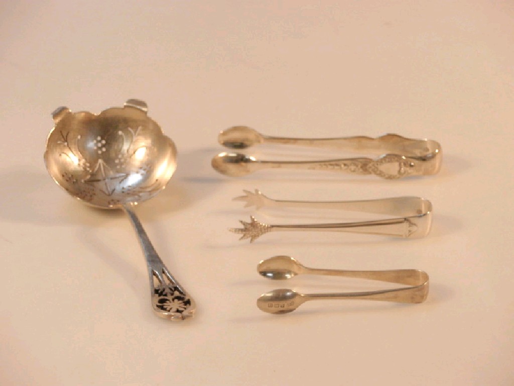 Appraisal: A silver castor spoon by Viners Sheffield three pairs of