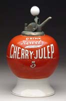 Appraisal: HOWEL S CHERRY-JULEP CERAMIC SYRUP DISPENSER Red glazed dispenser marked