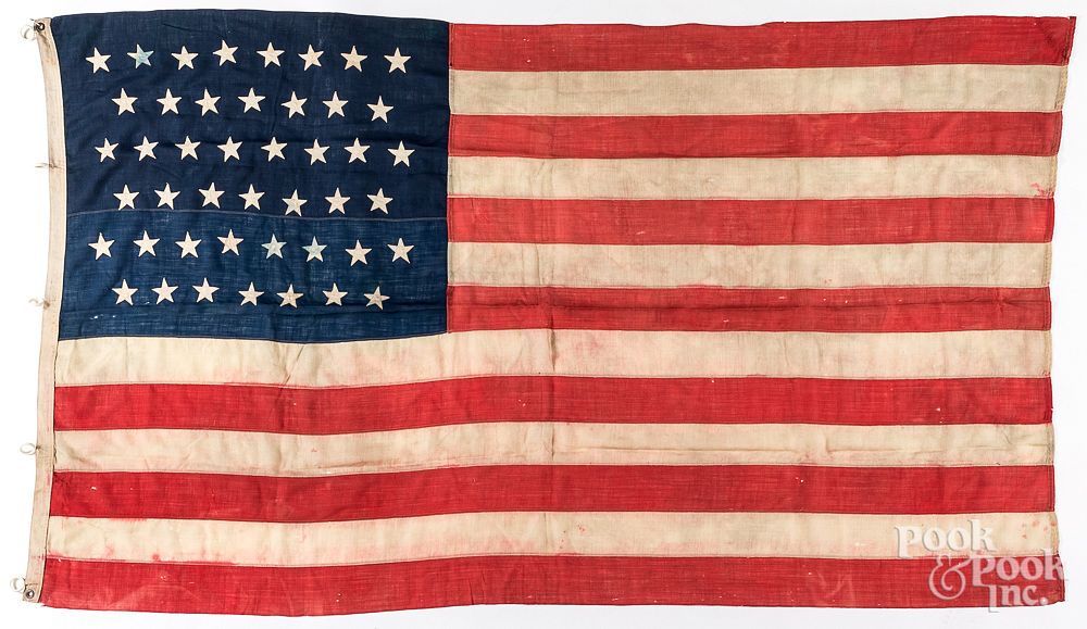 Appraisal: Two Large forty-five star American flags ca Two Large forty-five