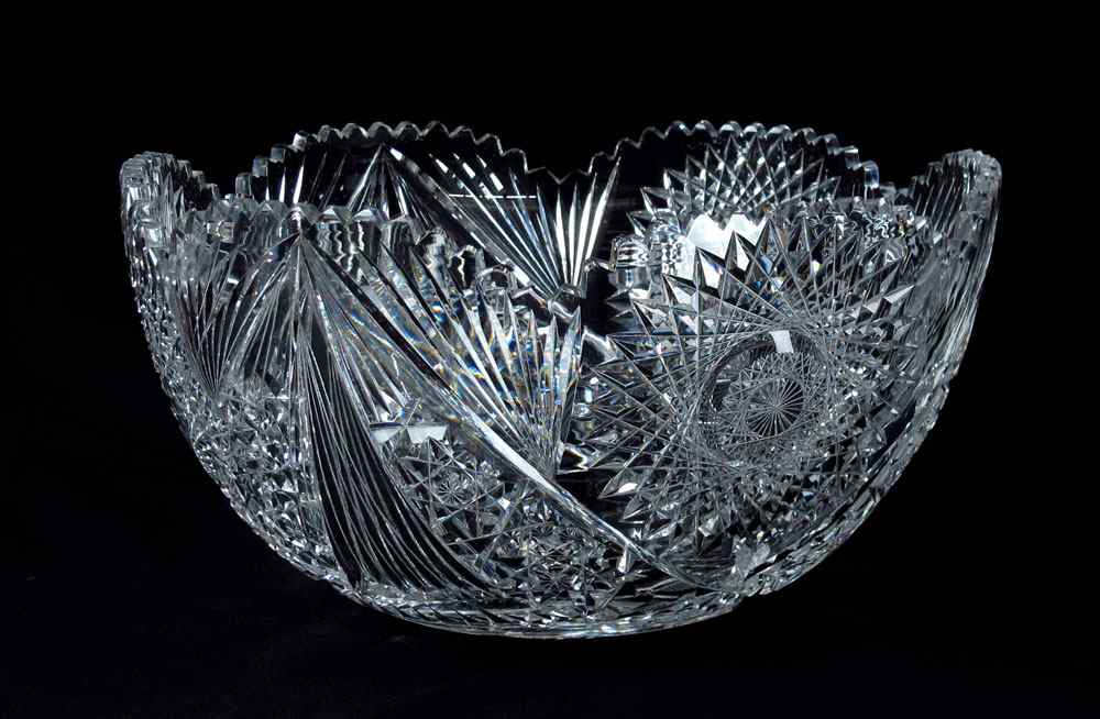 Appraisal: AMERICAN BRILLIANT PERIOD CUT GLASS PUNCH BOWL '' h x