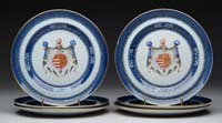 Appraisal: SET OF SIX CHINESE EXPORT FAMILLE ROSE ARMORIAL DESSERT DISHES