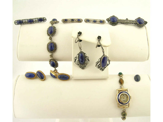 Appraisal: Lot of Lapis filigree vintage jewelry and Lucian Piccard lady's