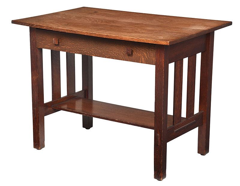 Appraisal: American Arts and Crafts Oak Library Table possibly Stickley early