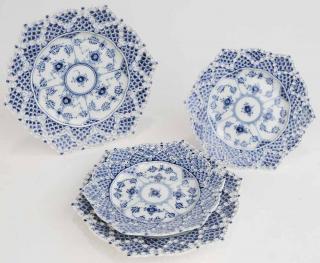 Appraisal: Group of Four Royal Copenhagen Plates reticulated pierced borders blue