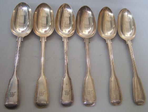 Appraisal: A set of six Victorian silver double struck fiddle and