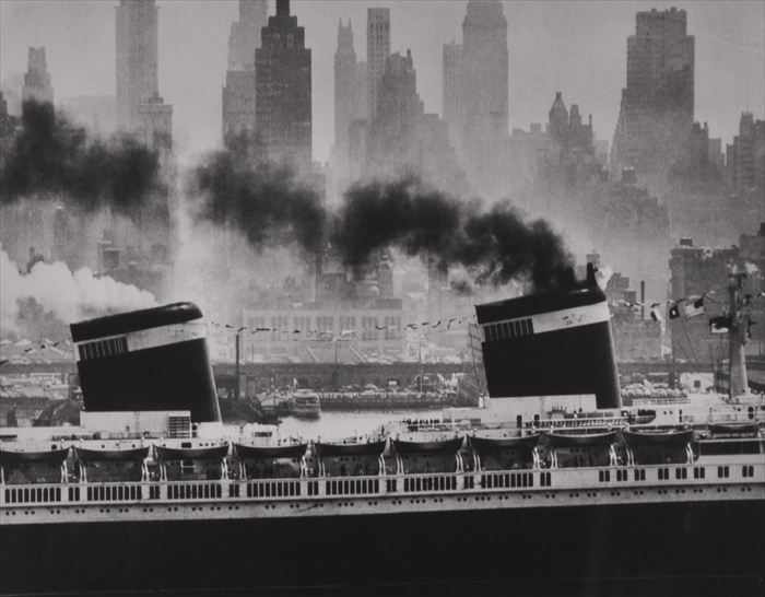 Appraisal: ANDREAS FEININGER - THE UNITED STATES OCEAN LINER PASSING ND