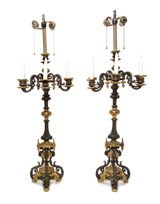 Appraisal: Sale Lot A Pair of Neoclassical Gilt and Patinated Bronze