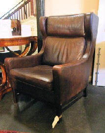 Appraisal: DANISH LEATHER WINGBACK ARM CHAIR