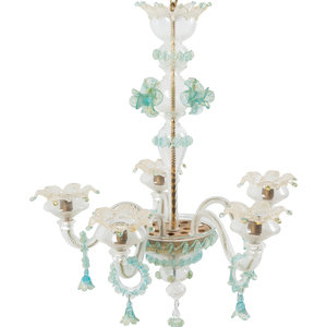 Appraisal: A Venetian Glass Five-Light Chandelier th Century Height x diameter