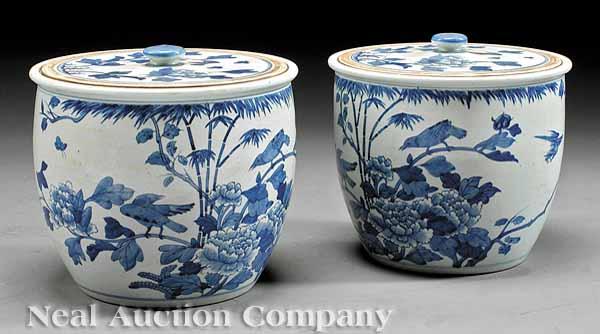 Appraisal: A Pair of Antique Chinese Blue and White Porcelain Covered