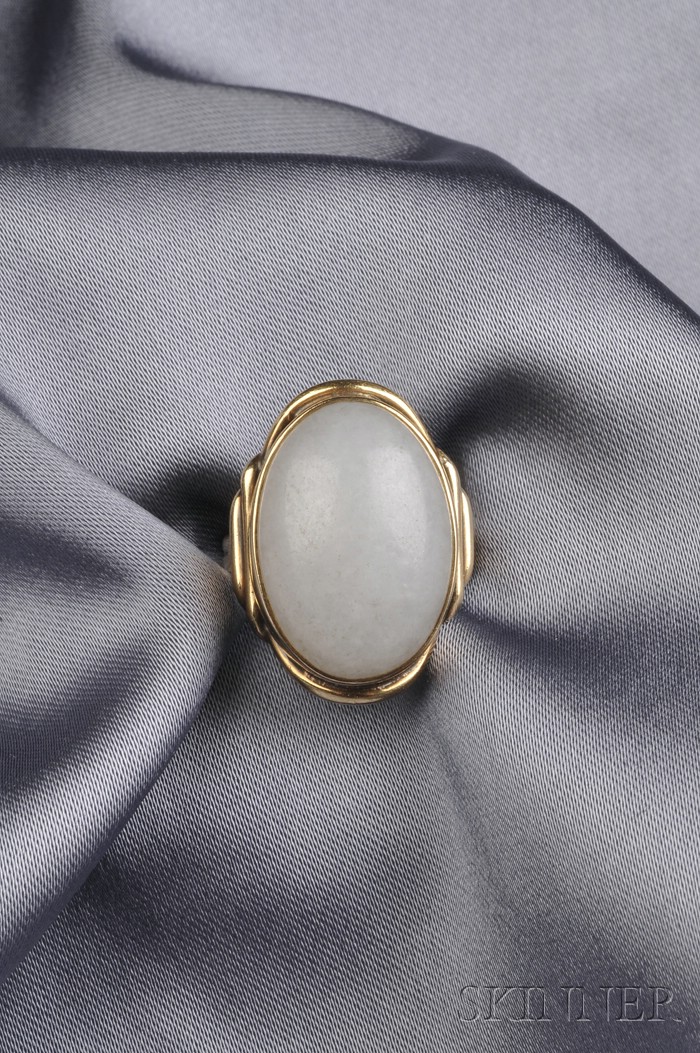 Appraisal: kt Gold and Jade Ring set with an oval cabochon