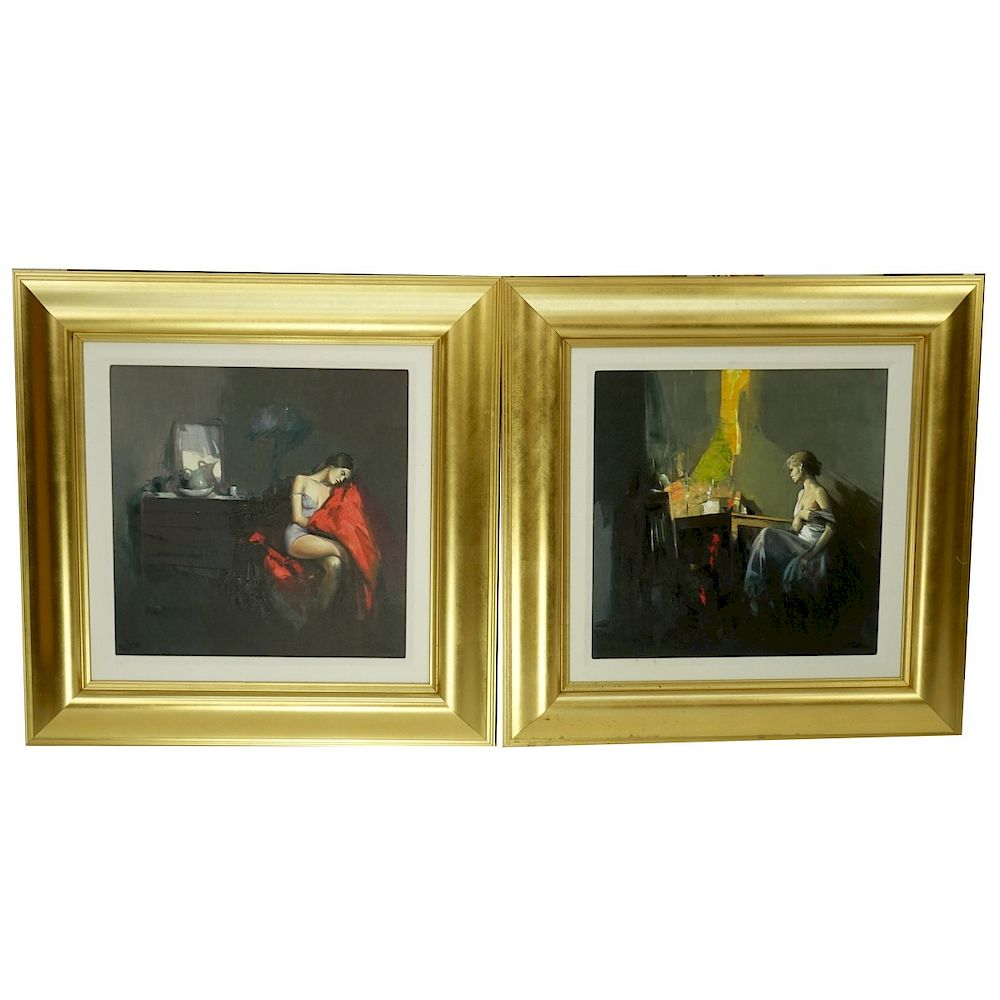 Appraisal: Two Antonio Tamburro Giclee's on Canvas Grouping of Two Embellished