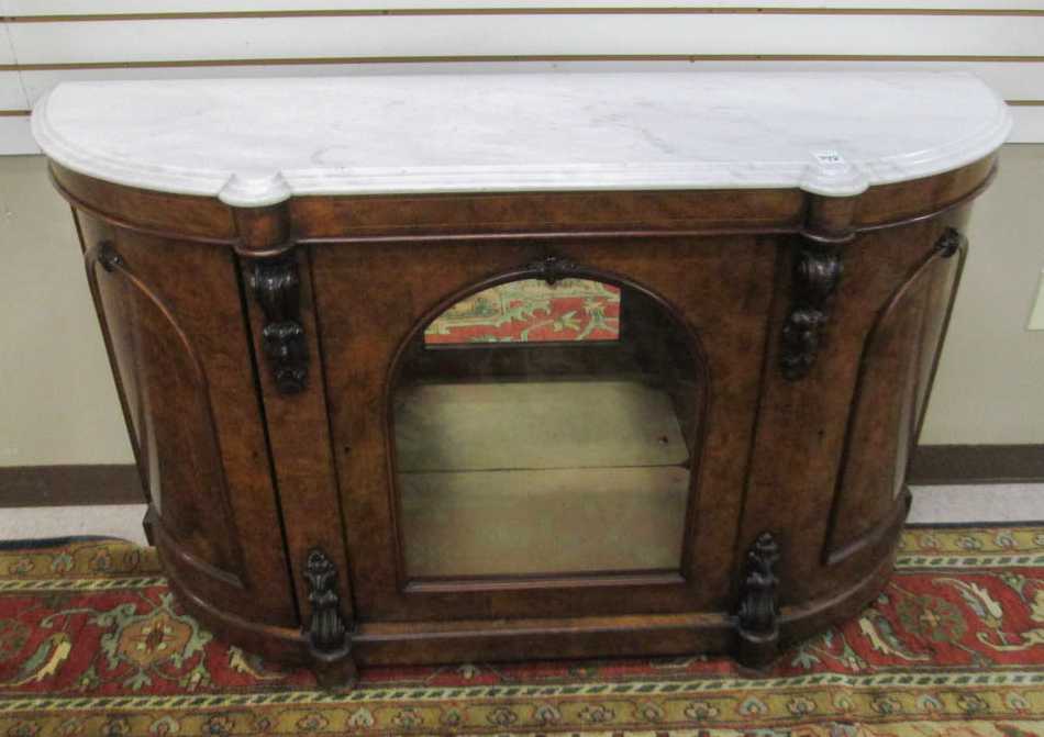 Appraisal: VICTORIAN INLAID BURL WALNUT SIDE CABINET English th century a