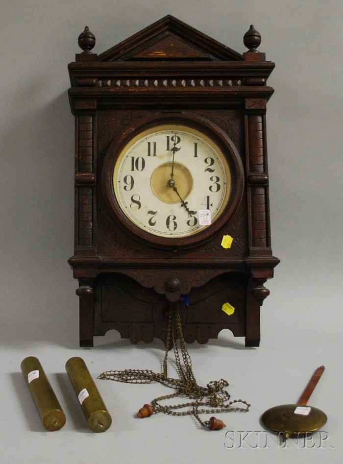 Appraisal: Oak Wall Clock probably by Seth Thomas Thomaston Connecticut with