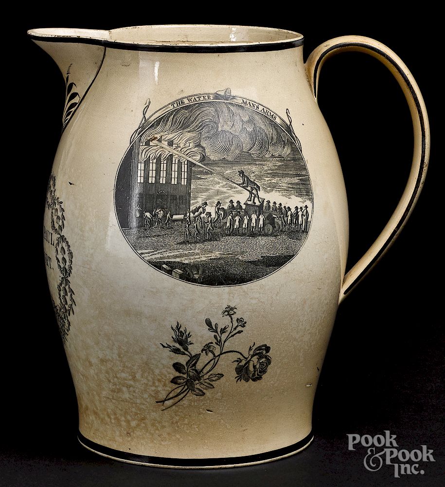 Appraisal: Large Liverpool Herculaneum pitcher Large Liverpool Herculaneum pitcher inscribed Thomas