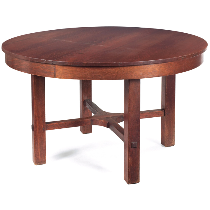 Appraisal: L and JG Stickley dining table circular top on a