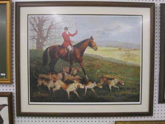 Appraisal: Vernon Wooten Lithographs Fox Hunts ''Hunting Scene Williamsburg VA'' ''Hunting