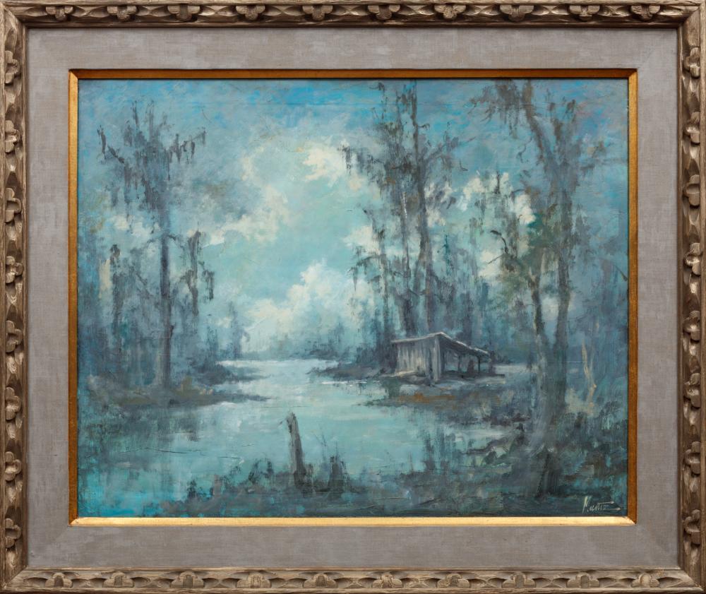 Appraisal: Louisiana School th c Swamp Idyl oil on canvas signed