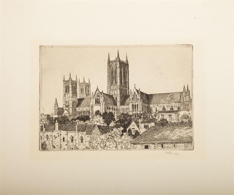 Appraisal: M Rudge Cathedral Etching on laid paper with margins signed