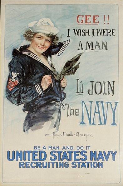 Appraisal: - World War I Navy recruitment poster- Gee I Wish