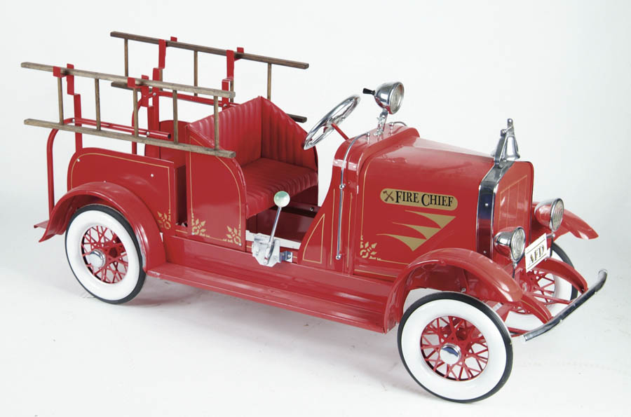 Appraisal: HUGE FIRE CHIEF PEDAL CAR Professionally restored elaborate fire truck