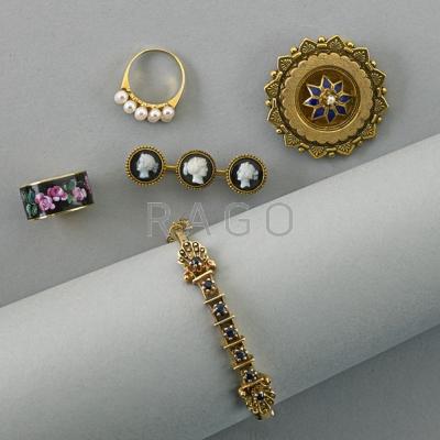 Appraisal: COLLECTION OF K GOLD VICTORIAN REVIVAL JEWELRY Five items ca