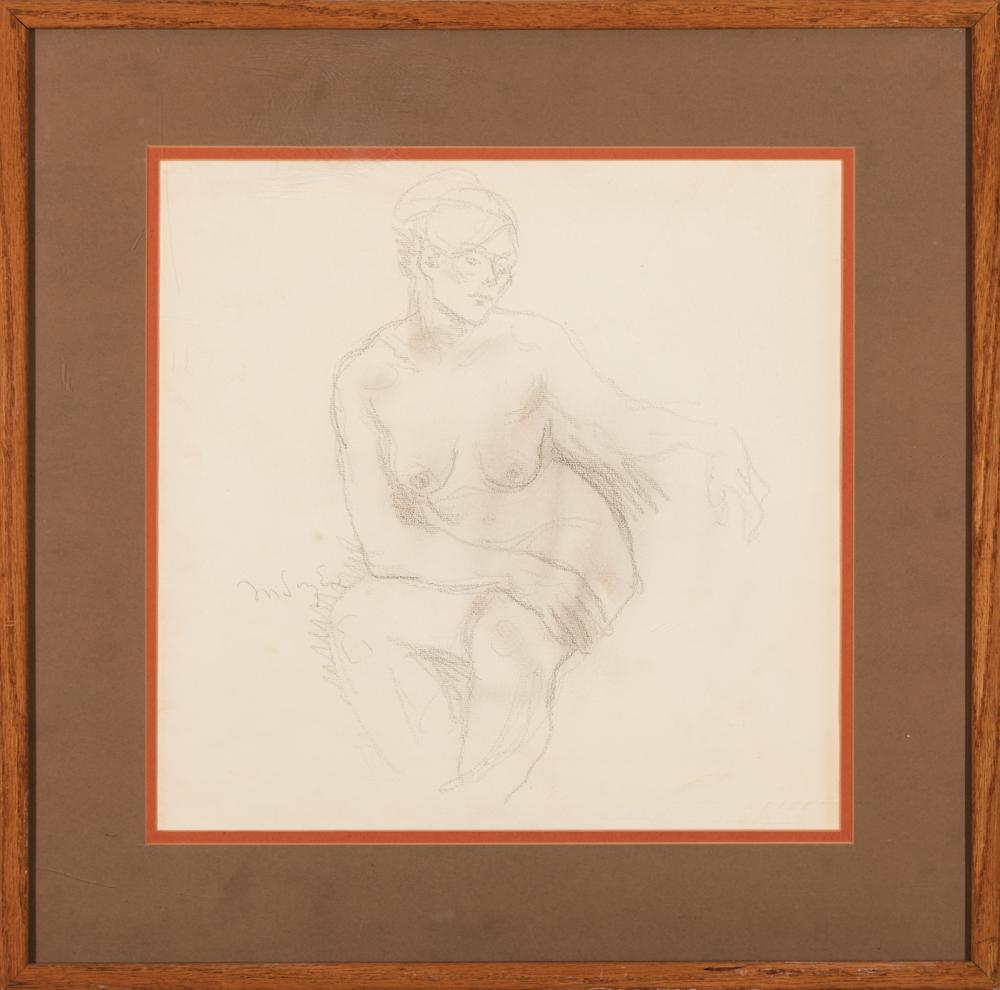 Appraisal: Moses Soyer Russian American - Seated Nude graphite on paper