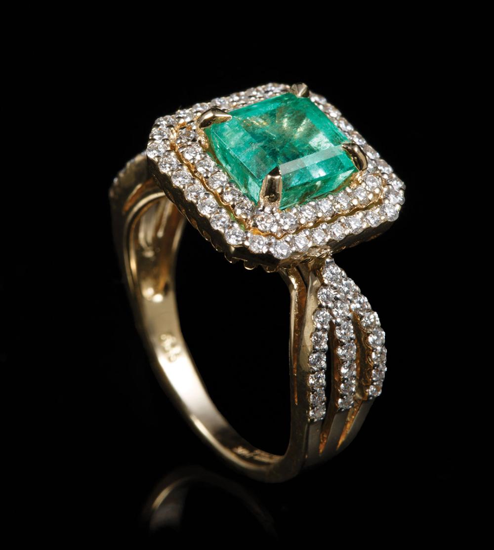 Appraisal: kt Yellow Gold Emerald and Diamond Ring center prong set