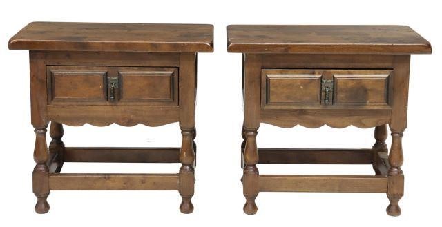 Appraisal: pair Spanish Baroque style walnut side table early thc having