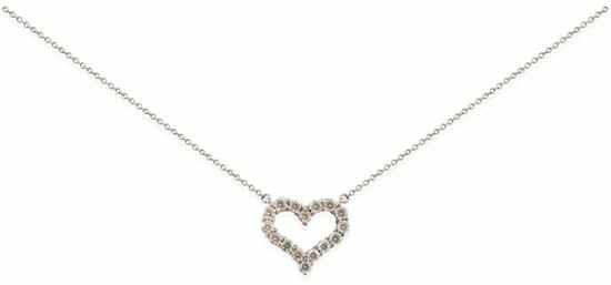 Appraisal: A DIAMOND HEART PENDANT BY TIFFANY CO The open heart