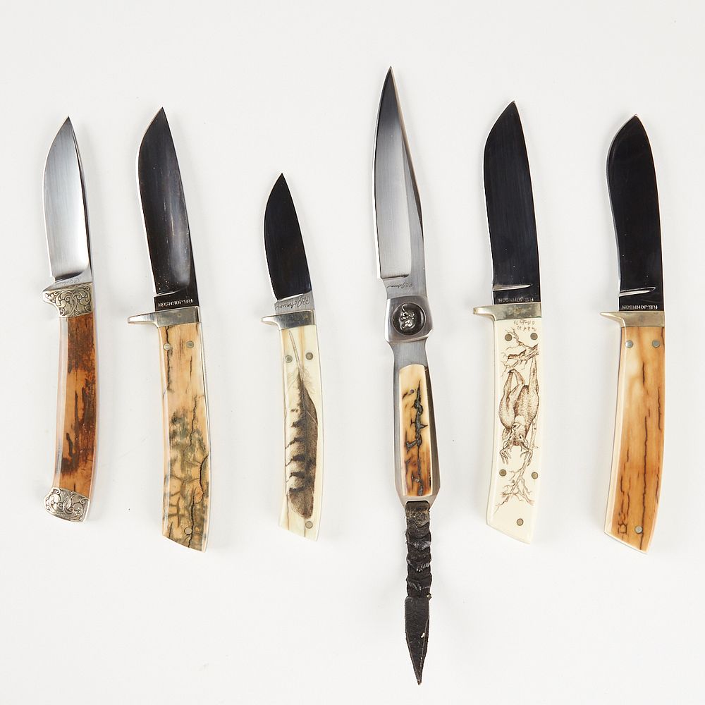 Appraisal: Grp R B Johnson Knives Group of six R B