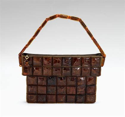 Appraisal: Unusual zip-top alligator purse s Made up of square alligator