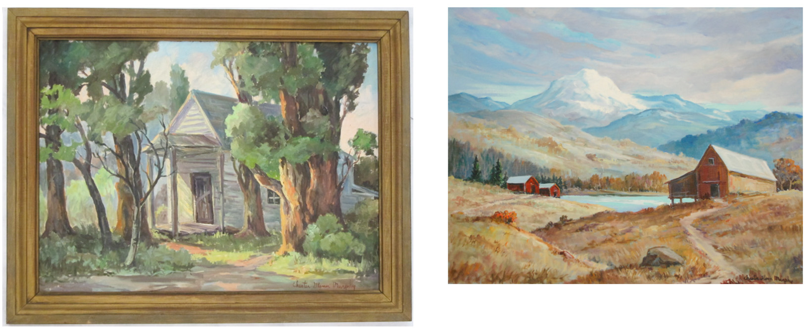 Appraisal: CHESTER GLENN MURPHY TWO OILS ON CANVAS BOARD Kansas Oregon