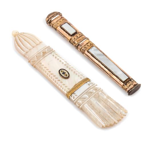 Appraisal: Sale Lot Two Needle Cases comprising a Palais Royal mother-of-pearl