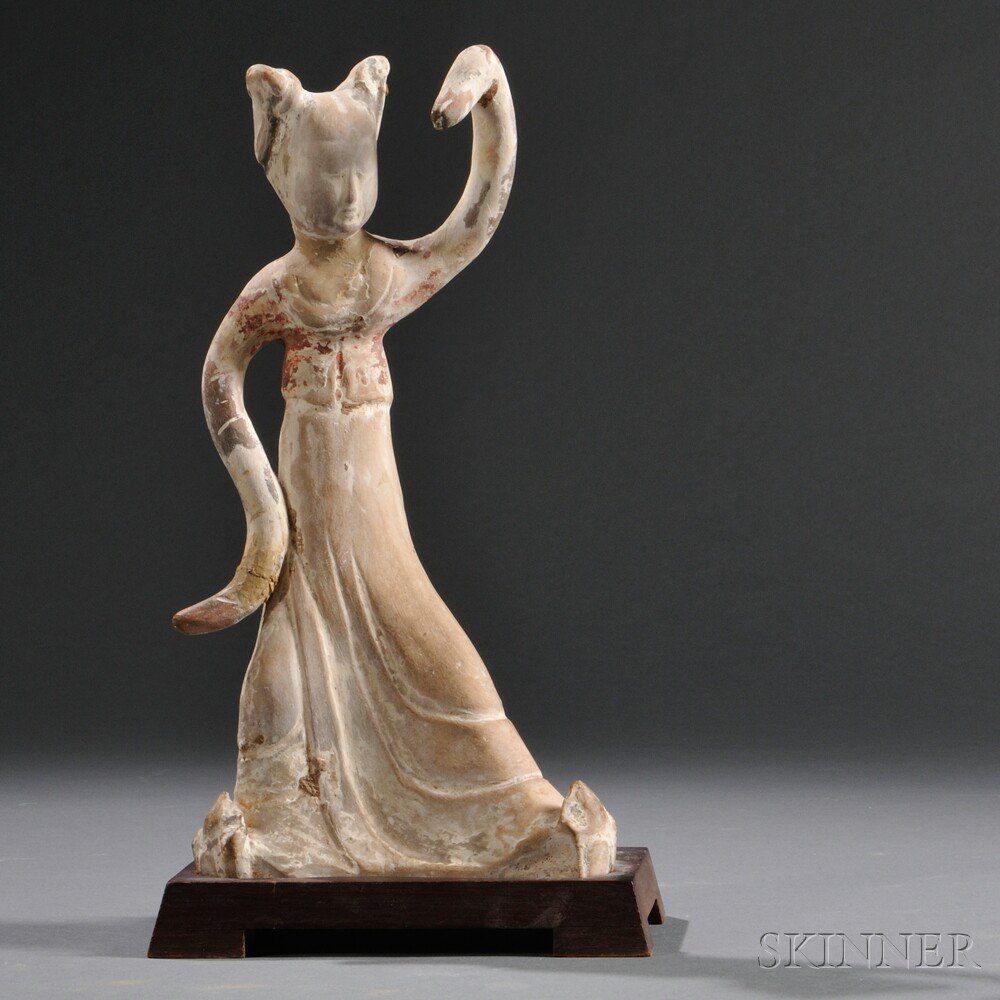 Appraisal: Painted Pottery Figure of a Dancing Lady China Tang dynasty