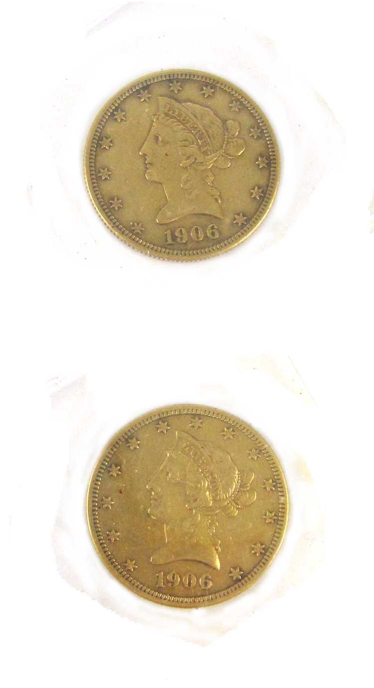 Appraisal: TWO U S GOLD COINS Liberty head type with motto