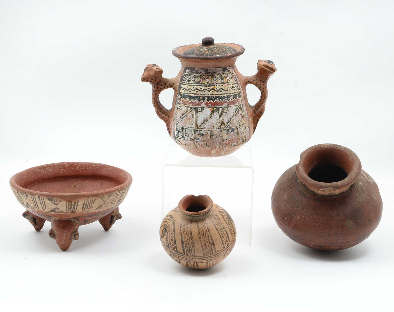 Appraisal: PC PANAMANIAN EXCAVATED POTTERY RELICS Comprising - having black monochrome